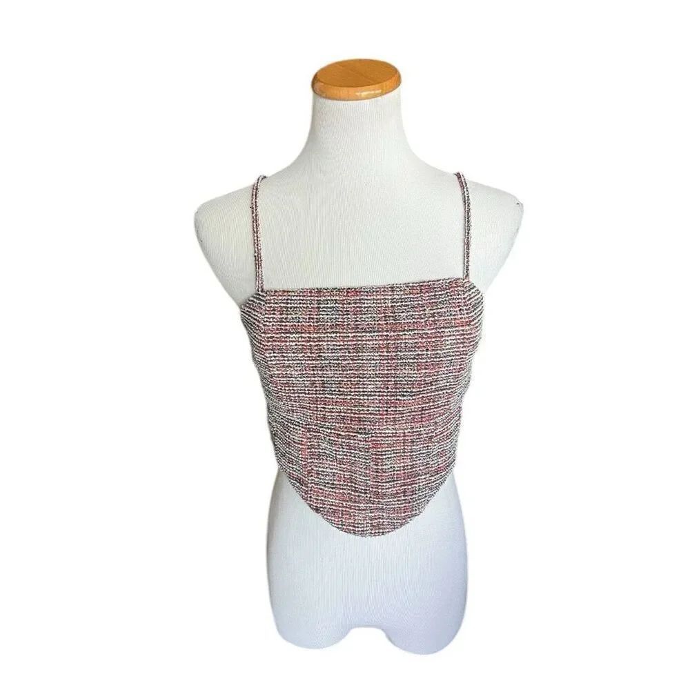 Womens Papatia Speckled Zipper Back Crop Top - Sz L